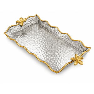 Bandeja de Servir de Metal Martillado con Asas de Estrella de Mar, Plato Decorativo Ovalado de Aluminio Plateado para Centros de Mesa, Ideal para Hoteles y Regalos - Product Image 5