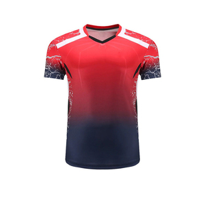 High Quality Customized Men's <b>Table</b> <b>Tennis</b> Badminton Uniform Breathable Digital Print Anti-UV Front Short Sleeve Eco-friendly - Product Image 2