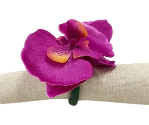 ที่ใส่ผ้าเช็ดปากรูปดอกไม้สีชมพูเขตร้อนตกแต่งโต๊ะอาหารสไตล์ดอกไม้แปลกตา แหวนผ้าเช็ดปากรูปดอกกล้วยไม้ประดิษฐ์ทำมือ - Product Image 2