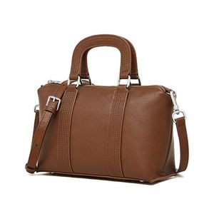 Bolso Boston para Mujer, Cuero Genuino, Estilo Clásico, Cierre de Cremallera, Correa Extraíble, Patrón Saffiano, Bolso de Mano para Uso Diario - Product Image 3
