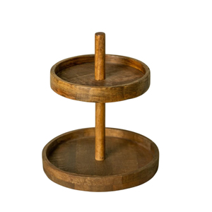 Soporte de madera de mango de la mejor calidad de 2 niveles para pasteles y cupcakes, expositor de postres para bodas, cumpleaños o cocina casera. - Product Image 6