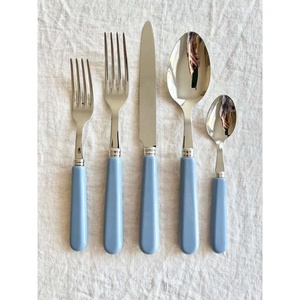 Ensemble de couverts design en métal épais avec manche en céramique, acier inoxydable, argenté, vaisselle, couverts - Product Image 4