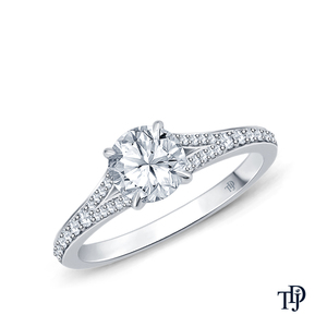 10K Gold <b>Split</b> Shank Diamond (Natural) Engagement <b>Ring</b> with Brilliant Accent Stones and Round Diamond (Natural) OEM - Product Image 1