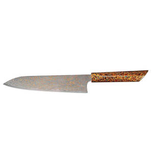Couteau de boucher professionnel en acier damas cuivré fait main, robuste, avec manche en bois, outil de découpe de viande - Product Image 1