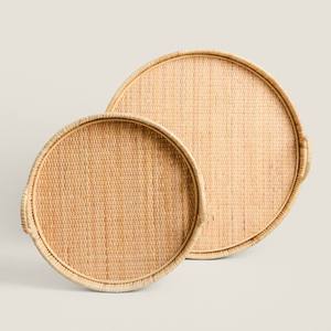 Premium Natur-Rattan-Serviertablett mit vertikalen Stäben und ergonomischen Griffen für Hotelbedarf - Product Image 2