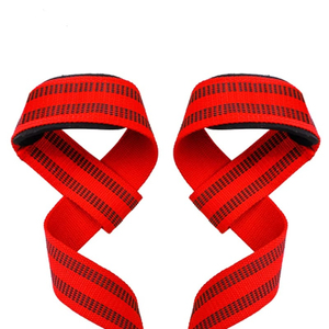 Sangles de levage réglables en néoprène rouge, conception en huit, fermeture élastique, antidérapantes, équipement de musculation unisexe - Product Image 1