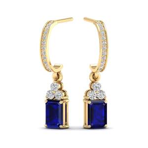 REYES New Fashion 14K 18K 22K Gold Diamond Drop Earrings for Women Customize Blue Sapphire Gemstone <b>Wedding</b> Gift Earrings - Product Image 1