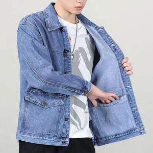 Fashion Denim Jacket Men's Slim Fit Causal Teens <b>Boys</b> Denim Jeans Jackets and Coats Denim Fur Jacket for Men - Product Image 5