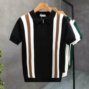 Camisas de Golf para Hombre, Tejidas, de Manga Corta, con Cierre, Casuales, 100% Algodón, Transpirables, en Verde, Blanco y Negro, Personalizables - Product Image 5
