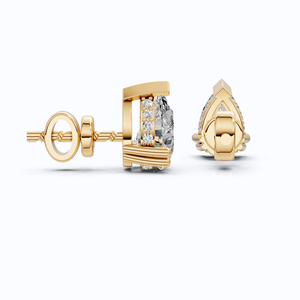 Boucles d'oreilles clous en or jaune 10K avec diamant de laboratoire certifié IGI, taille poire, design solitaire goutte d'eau, bijoux fins pour fiançailles et soirées - Product Image 4