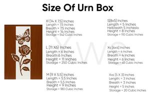 Urne funéraire de luxe en bois avec motif papillon et rose – Élégante boîte à cendres commémorative florale - Product Image 4