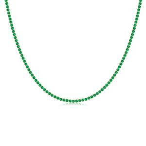 14k Gold Natural 18.6Ctw Green <b>Emerald</b> Precious Gemstone Tennis Chain Necklace Minimalist 3mm Round Stone Luxury Tennis Necklace - Product Image 1