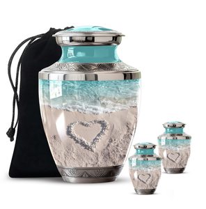 Ocean Sand European Style Memorial Urn Personalized Customizable <b>Keepsake</b> Cremation <b>Ash</b> Urn Engraved Glass Drawstring Bag - Product Image 4