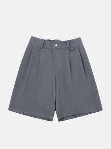 Shorts Bermuda Homme Personnalisés d'Été, Coupe Ample, Style Urbain, Couleur Unie, Ourlet Ouvert, Double Plis, Jambes Larges, Longueur Genou, Style Baggy - Product Image 4