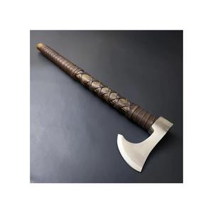 Felling <b>Axe</b> Carbon Steel Blade 4 In Cutting Edge Wooden <b>Handle</b> Leather Wrapped Industrial Grade Tree Felling Use - Product Image 5