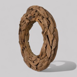 Espejo de pared decorativo grande con marco de raíz de teca sólida recuperada hecha a mano con vidrio para dormitorio, baño o sala de estar - Product Image 4