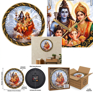 Personalized Lord Shiva Family Blessing Wall Clock with Digital Printing for Father's Day & Chinese New Year - Product Image 3