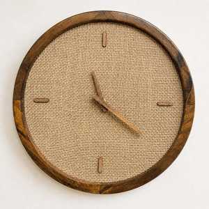 Rustic Wooden Wall <b>Clock</b> 33cm, Handmade Jute <b>Clock</b>, Minimalist Farmhouse Wall Decor, <b>Silent</b> Non Ticking <b>Clock</b>, Natural Home Gift - Product Image 3