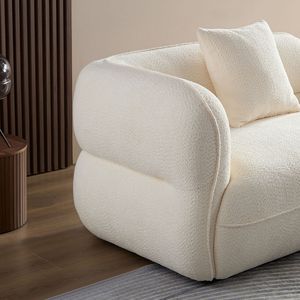 Divano Componibile Bianco Durevole con Struttura in Legno Massello e Imbottitura in Spugna ad Alta Densità per Soggiorno - Product Image 3