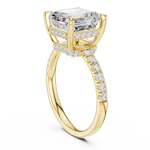 Anillo de Compromiso de Diamantes Cultivados en Laboratorio con Certificación IGI, Oro Sólido de 14K, Corte Asscher de 4 CT y Corte Brillante Redondo, para Mujer - Product Image 4