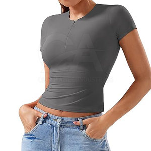 Camiseta Corta con Cremallera para Mujer 2026, Elástica y Ajustada, Top Corto de Moda para Dama con Cremallera Frontal, Camiseta Deportiva Corta para Mujer - Product Image 4
