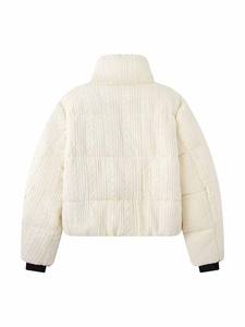 Abrigo de algodón acolchado cálido de invierno para mujer, abrigo corto de punto con cuello alto y mangas largas, chaqueta informal transpirable para mujer - Product Image 6