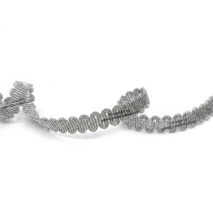 Cinta Decorativa Metálica Plateada de Lujo, Trenzada, de 1 cm de Ancho, para Uniformes Ceremoniales - Product Image 2