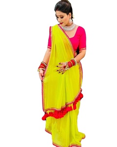 Haldi ชุดส่าหรีสำหรับเจ้าสาวใส่ทำงานแบบลาเต้สวยงามดูเรียบๆและดูดีเสื้อใส่วิ่ง - Product Image 1