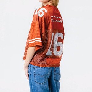 Camiseta Deportiva Corta de Fútbol Americano para Mujer, Moderna, de Malla Transpirable, Cuello en V, Manga Corta, Personalizable, Servicios OEM al por Mayor - Product Image 2