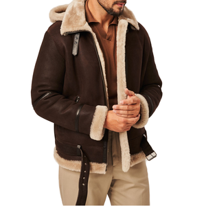 Tendance hommes B3 en peau de mouton en peau de mouton haute qualité Durable veste en cuir pour hommes écologique grande taille Biker Faux - Product Image 1