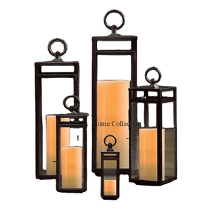 Linterna de relámpago de mesa de Metal de la mejor calidad, juego de 5 portavelas hecho a mano con recubrimiento en polvo de Color negro, soporte y suministro de decoración - Product Image 1