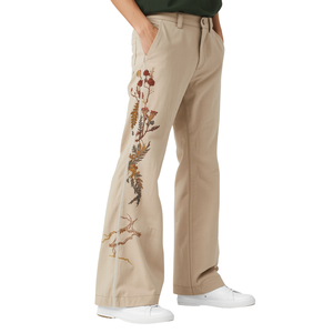 Pantalon évasé pour homme tendance avec broderie détails terrain et coupe décontractée à jambe large - Product Image 1