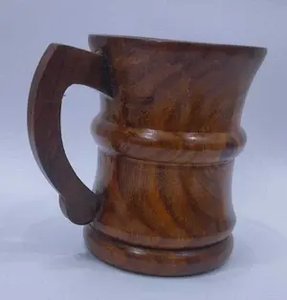 Wooden Drinking Vessel Wholesale Sustainable Wooden Drinking <b>Beer</b> Mug Custom Wood Tumbler with Handle From INDIA - Product Image 2