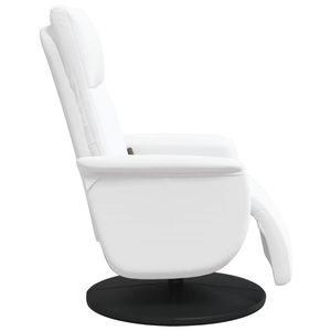 Fauteuil inclinable de massage en similicuir blanc avec repose-pieds - Product Image 5