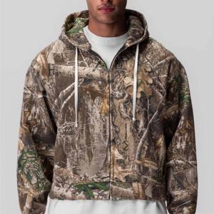 Sweat à capuche zippé en molleton personnalisé avec longue doublure en peluche, chaud et confortable, imprimé, tenue décontracté, sweats à capuche pour hommes - Product Image 5