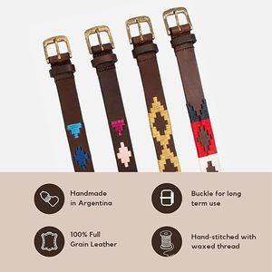 Ceinture Polo en Cuir de Vache Faite Main en Argentine, Ceinture Colorée avec Boucle en Alliage - Product Image 2