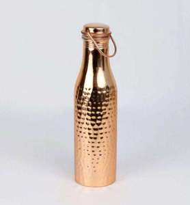 Bouteille d'eau classique en cuivre martelé, finition texturée, étanche, fabriquée à la main, réutilisable, avec bouchon en cuivre - Product Image 4