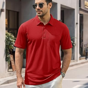 Polo de Manga Corta para Hombre con Bolsillo – Algodón Piqué, 3 Botones, Casual, Absorbe la Humedad, para Golf - Product Image 2