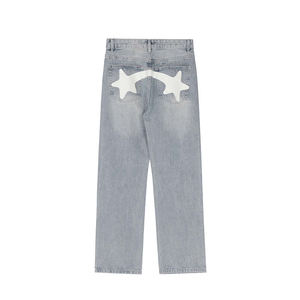 Custom <b>Men</b> Outfit Baggy Fit Dark Blue <b>Jeans</b> Pants <b>Men's</b> Loose Flare-leg Washed Yellow Mud-dyed Formal Summer Solid Dark <b>Jeans</b> - Product Image 5