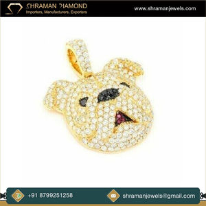 SHRAMAN JEWELS Colgante de Plata 925 Bañado en Oro con Moissanita y Diamantes, Diseño Personalizado de Cara de Bulldog Adorable, Estilo Hip Hop, Dijes para Collar - Product Image 5