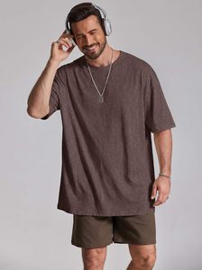 Camiseta Oversize de Moda para Hombre, Silueta Relajada, Tela de Algodón Suave, Manga Corta, Cuello Redondo, Ropa Casual de Calle para Uso Diario - Product Image 4