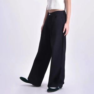 Pantalones Vaqueros de Cintura Alta y Pierna Ancha, de Algodón, Corte Holgado, Color Sólido, Estilo Casual de Otoño, Jeans para Mujer - Product Image 4