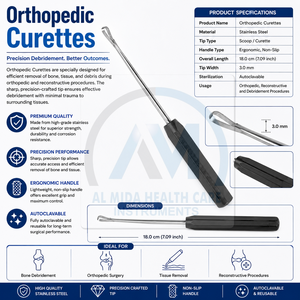 Cureta Ósea de Acero Inoxidable Al Mida Health Care, Instrumento Quirúrgico Manual con Certificación CE, Herramienta de Cirugía General - Product Image 6
