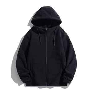 Custom Zipup Rhinestone Fleece Blank Black Men Fullzip Oversized Zipper Full Body Zip Up Face Hoodie With Zipper - Product Image 5