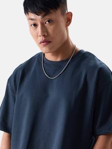 <b>mens</b> dark navy <b>blue</b> plain solid blank relaxed oversized fit short sleeve tshirt crewneck basic tee top - Product Image 6
