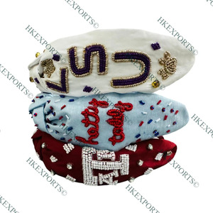 Woodpig Gameday ที่คาดผมลูกปัดเครื่องประดับผมทำมือที่ทันสมัยสำหรับแฟนๆขายส่งหมวกแฟชั่นวิทยาลัยจิตวิญญาณ - Product Image 4