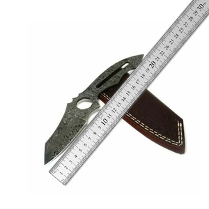 Couteau de camping extérieur MAYSARA MI-19 personnalisé en acier Damas de qualité industrielle 4 mm, forgé à la main, motif goutte de pluie, haute qualité, support OEM - Product Image 3