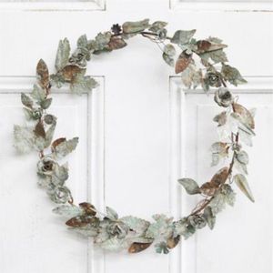 Wholesale Rustic Metal Wall Wreath Manufacturer Handcrafted Vintage Distressed Iron Leaf Floral <b>Garland</b> Home <b>Christmas</b> <b>Garland</b> - Product Image 1