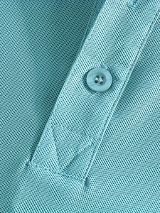 เสื้อโปโลแขนสั้นคุณภาพสูงสำหรับผู้ชาย สีพื้น คลาสสิก เหมาะสำหรับใส่ลำลอง ธุรกิจ และสังคม สไตล์ถัก สีฟ้าอมเขียว - Product Image 4
