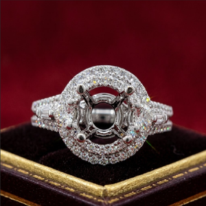 Bague semi-montée classique en or blanc 18 carats de haute qualité avec diamant véritable taille brillant rond pour femme – Idéale pour les fêtes, mariages et fiançailles – Offre exceptionnelle - Product Image 1